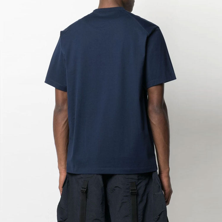 Men's Y-3 SS21 Cotton Round Neck Short Sleeve Navy Blue T-Shirt GV4114
