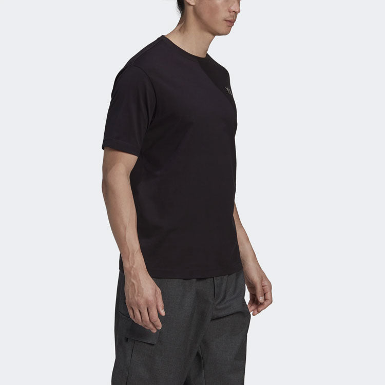 Men's Y-3 Small Logo Printing Round Neck Short Sleeve Black T-Shirt GK5780
