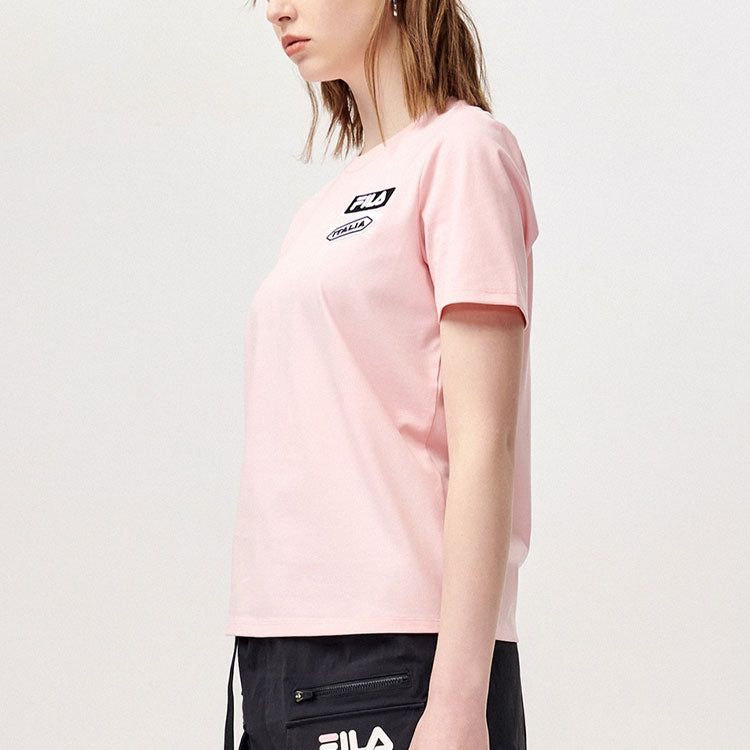 FILA FUSION Logo Printing Sports Short Sleeve Pink T-Shirt T11W123109F-PK