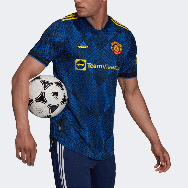 adidas 21-22 Season Player Edition Soccer/Football Sports Short Sleeve Jersey Manchester United Away Blue GM4617