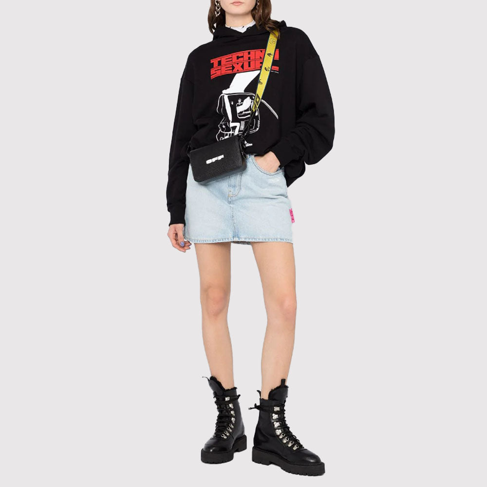 (WMNS) Off-White Logo Mini Flap Bag 'Black/White' OWNA038R21LEA0031001