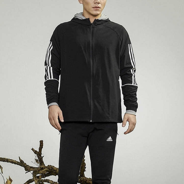 adidas Zipper Sports Hooded Jacket Black GL4799