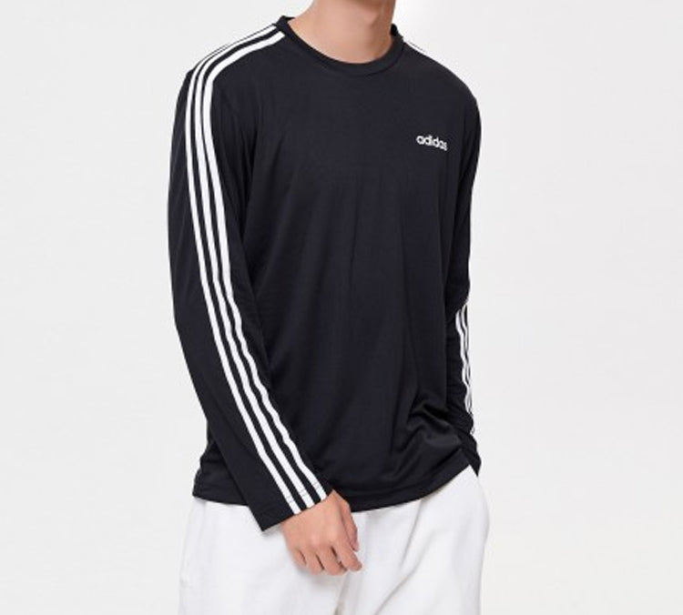 adidas D2m 3s Ls Tee Round-neck Long-sleeve Tee Men Black EI5647