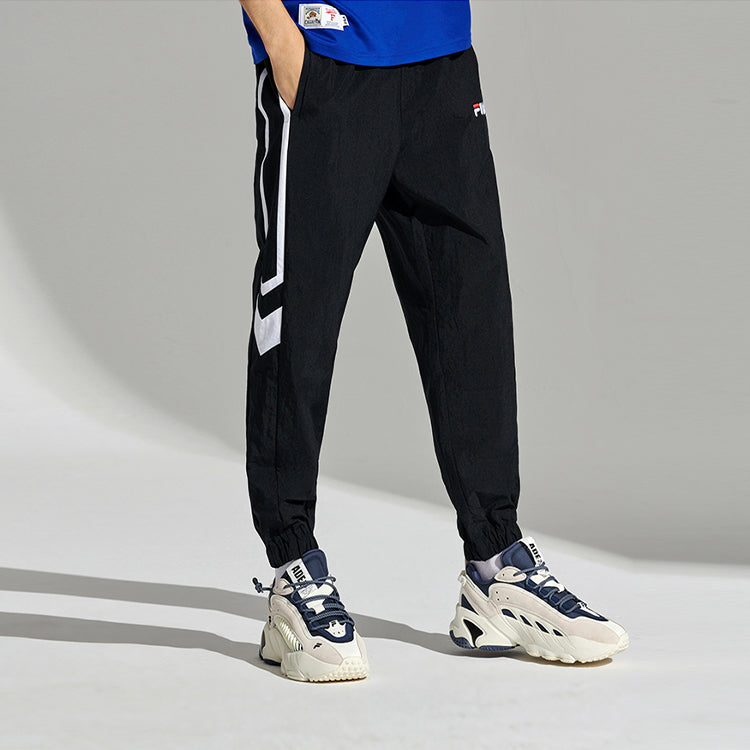 FILA FUSION Colorblock Basketball Bundle Feet Woven Casual Sports Long Pants Black T11M112603F-BK