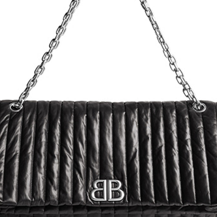 (WMNS) Balenciaga Monaco Large Chain Bag Quilted 'Black' 7659332AASE1000