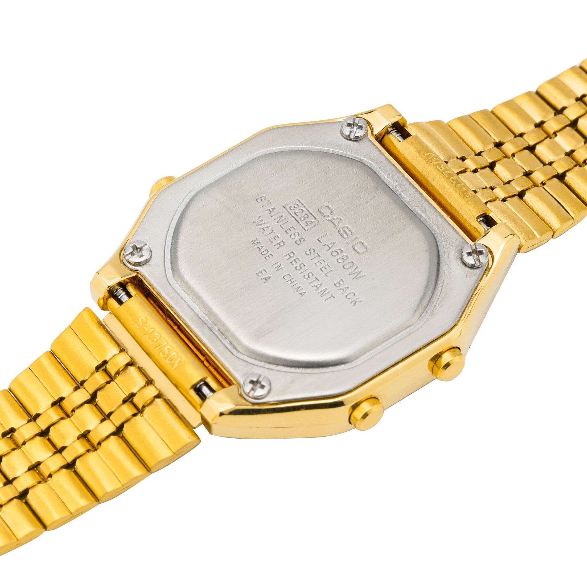 CASIO STANDARD Vintage Dial Steel Link Band en Waterproof Unisex Mens Gold Digital LA680WGA-1D