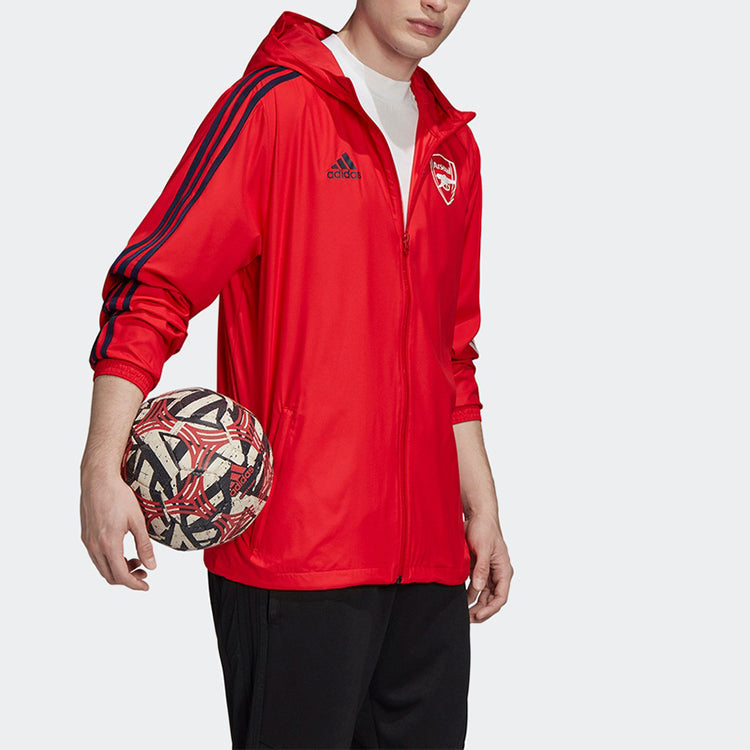 adidas Arsenal Silk Screen team logo Soccer/Football Sports Hooded Jacket Red GE1995