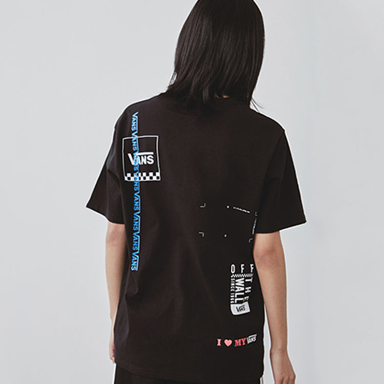 Men's Vans Logo Printing Round Neck Short Sleeve Black VN0A4P43BLK