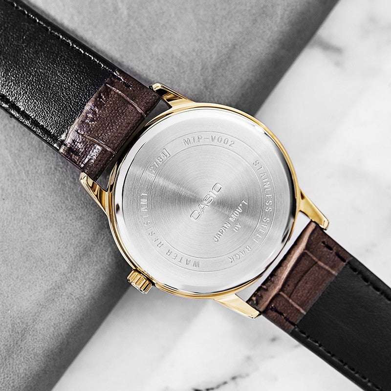 CASIO DRESS Series Quartz MTP-V002GL-1B /Black Brown Analog MTP-V002GL-1B2021
