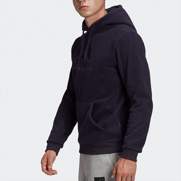 Men's adidas Mh Wntr Bos H Embroidered Logo Solid Color Sports Fleece Black GC7298
