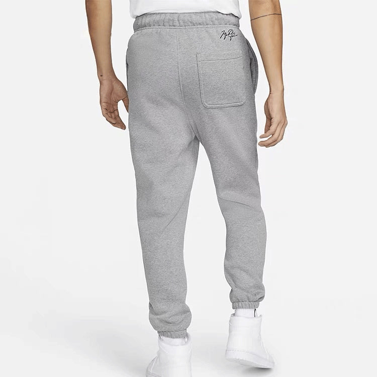 Air Jordan Logo Embroidered Knit Fleece Lined Bundle Feet Sports Pants 'Grey' DA9821-091