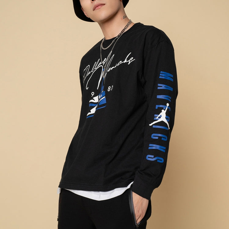 Men's Nike Casual Round Neck Pullover Printing Long Sleeves Black T-Shirt DJ6537-010