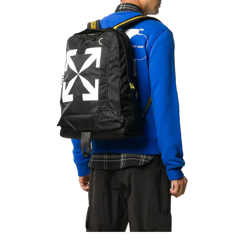 Off-White 20 Classic Arrow Series Printing Backpack schoolbag Yellow OMNB019E20FAB0011001