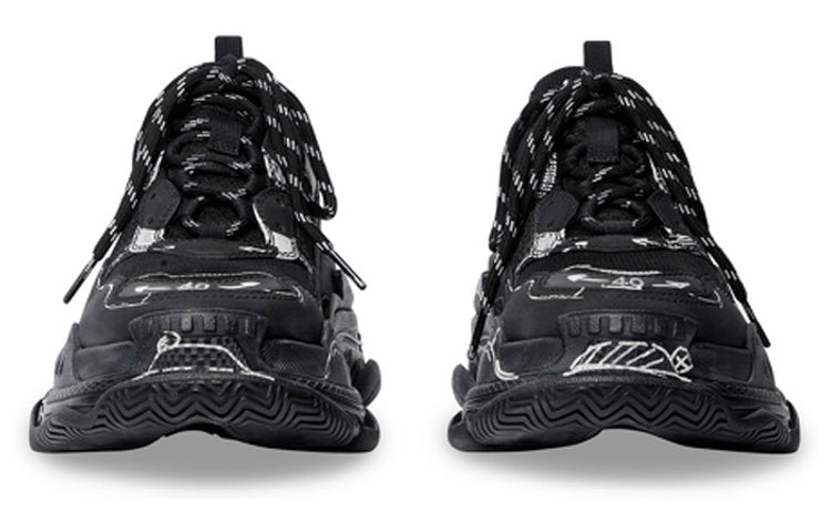 (WMNS) Balenciaga Triple S Sneakers 'Black' 524039W3SRB1090