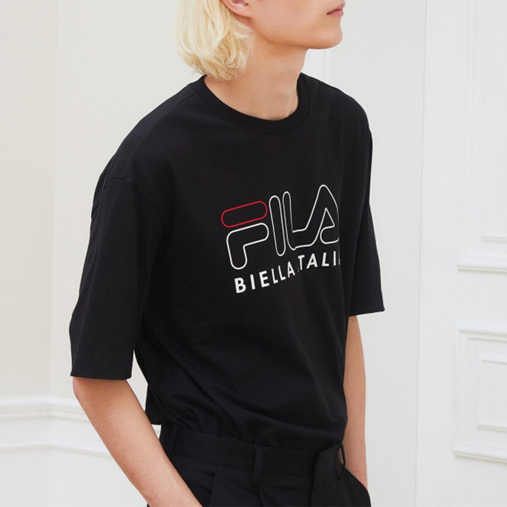 FILA Logo Printing Athleisure Casual Sports Round Neck Short Sleeve Black FS2RSD2101X-BLK