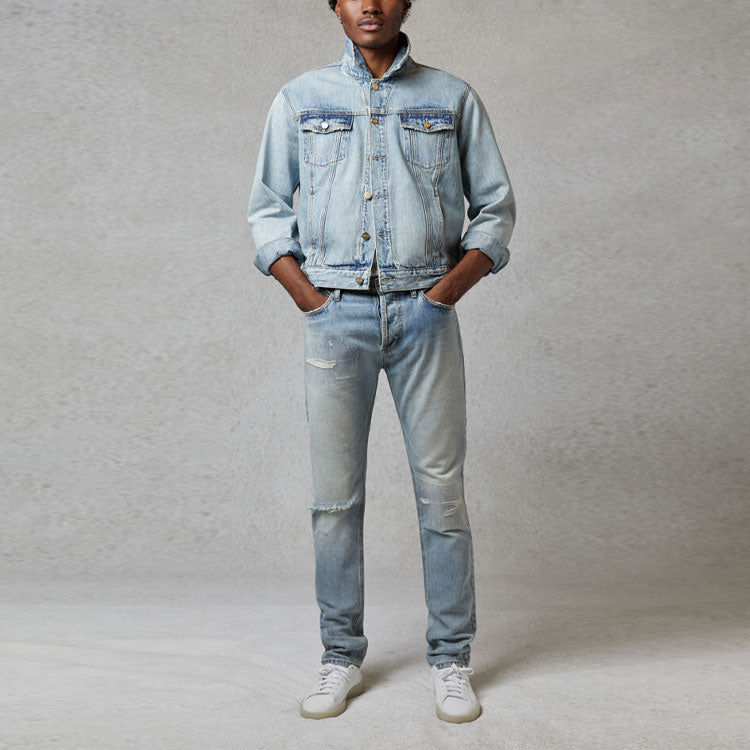 Fear of God Essentials FW20 Light Denim Trucker Jacket 'Indigo' FOG-FW20-363