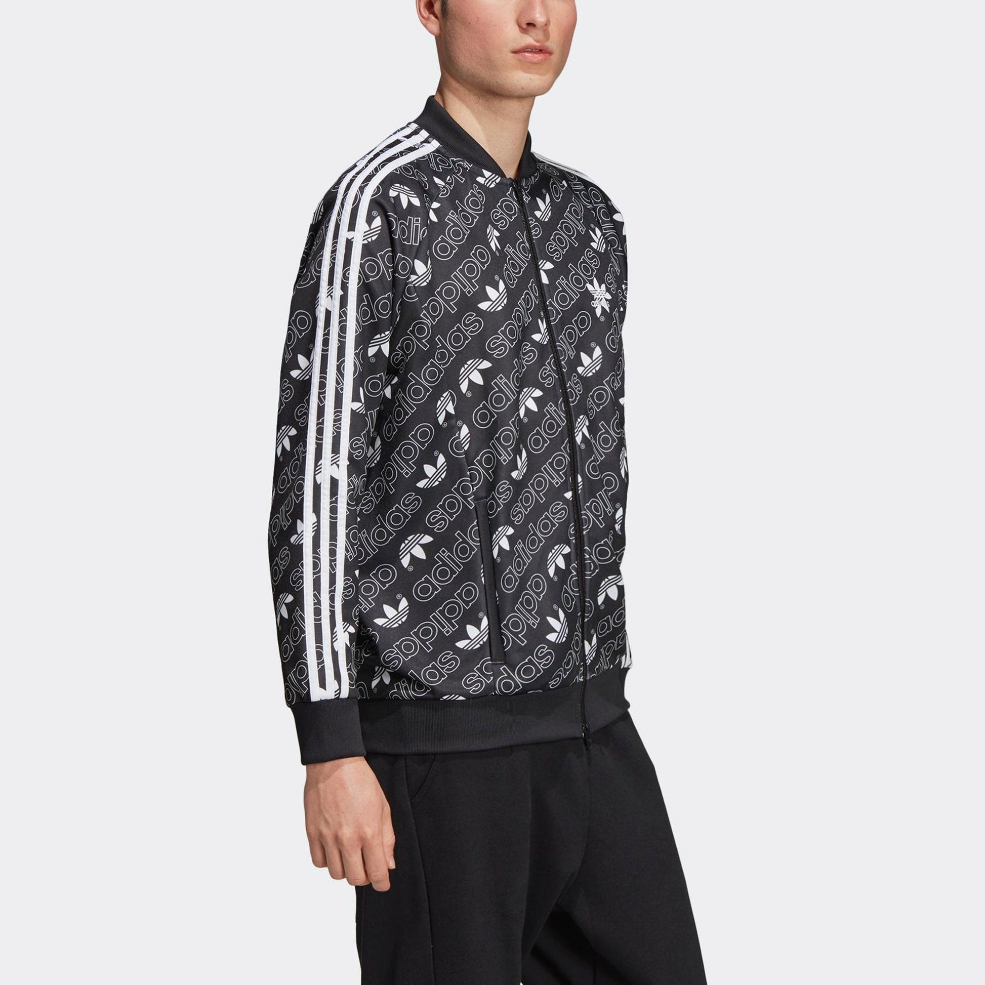 adidas originals Monogram TT Full Print Logo Sports Jacket Black EB4087
