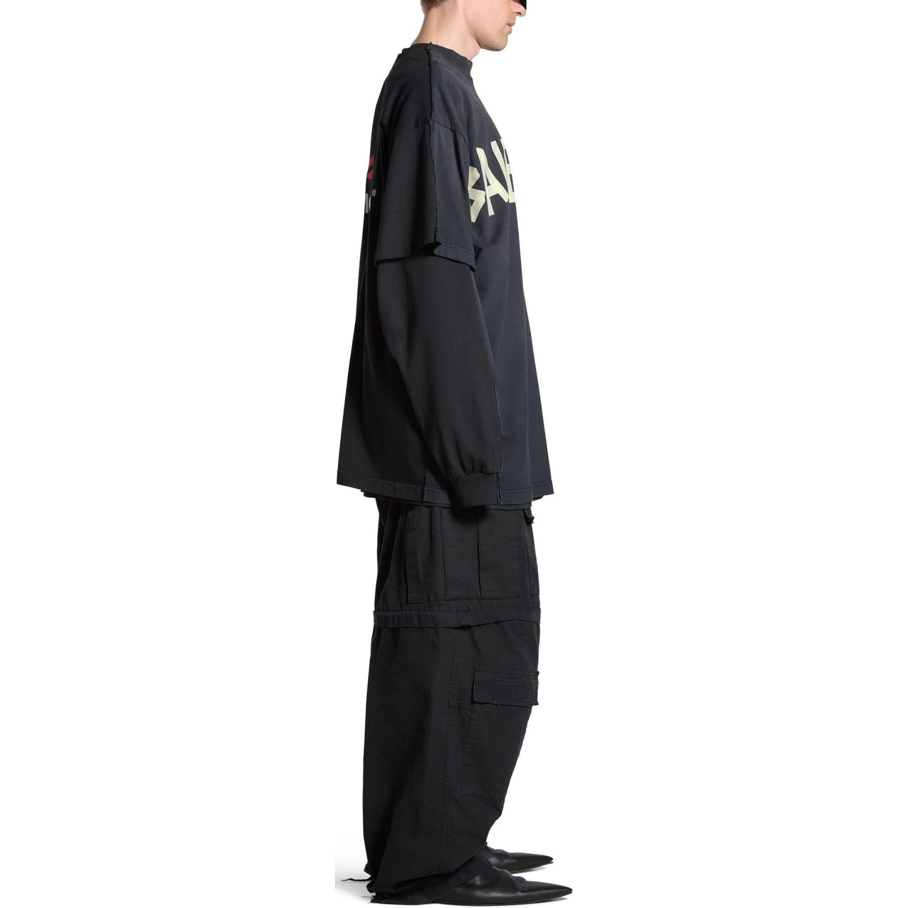 Balenciaga Double Front T-shirt 'Washed Black' 791615TQVQ61021