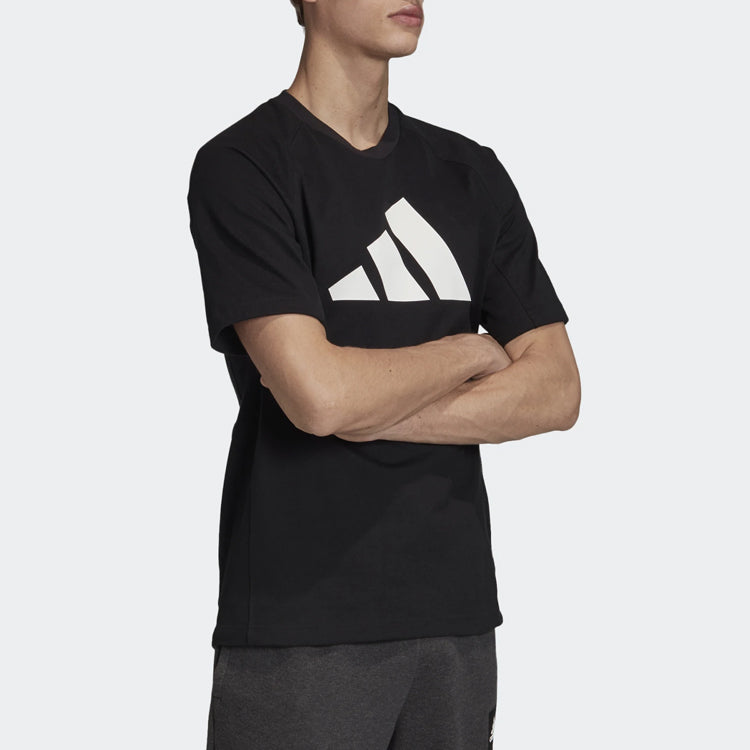 adidas Classic Pyramid logo Printing Short Sleeve Black FI7974
