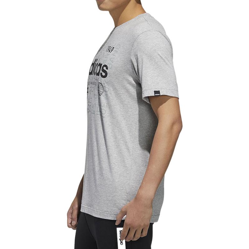Men's adidas Alphabet Numeric Printing Casual Sports Breathable Round Neck Short Sleeve Gray T-Shirt FM6283