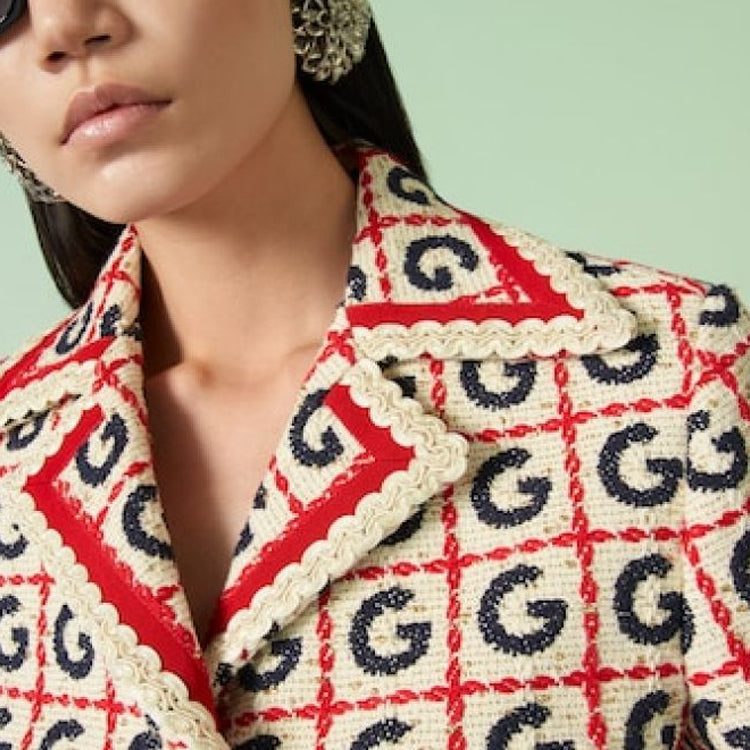 (WMNS) Gucci G Check Lam Tweed Jacket 'White Red' 745102-ZAM4S-9229