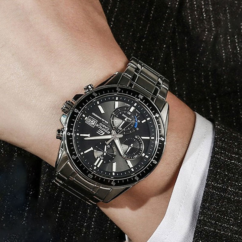 CASIO EDIFICE Quartz Waterproof Solar Powered Stainless Steel Strap Mens Black Analog EFS-S510D-1AVUPR