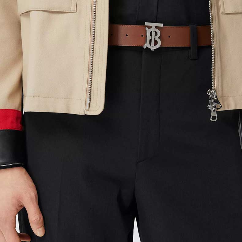 Burberry 26 TB Monogram Buckle Reversible Belt 'Black Tan' 8043247