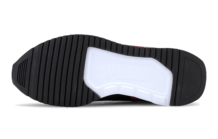 (GS) PUMA R78 Low Top Running Shoes Black/White/Red 373616-07