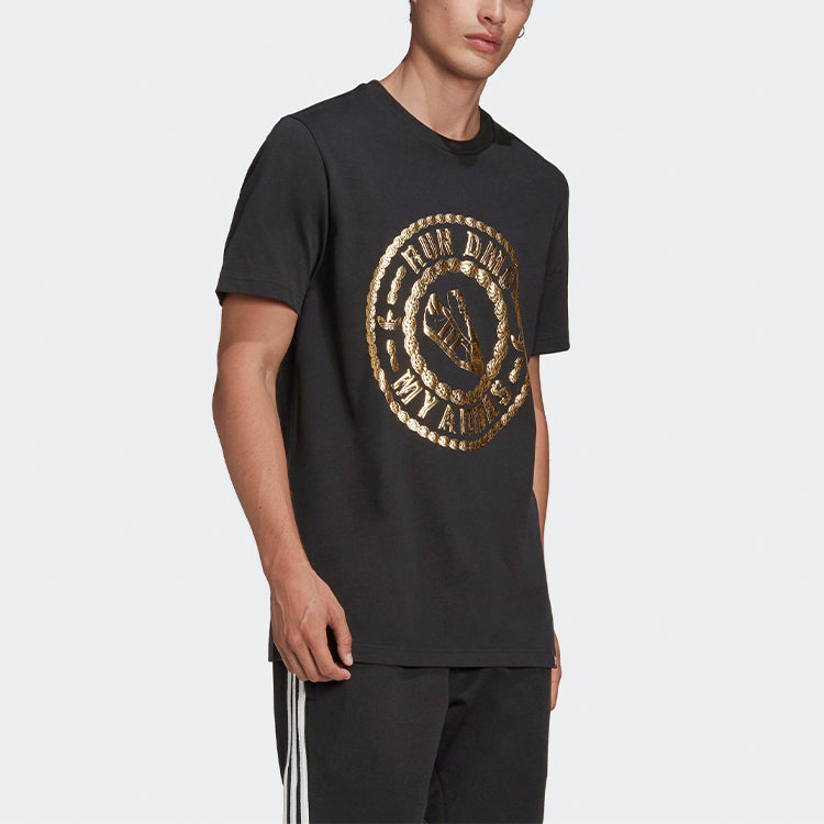 adidas originals Run-dmc Printing Sports Cozy Round Neck Short Sleeve Black GT1763