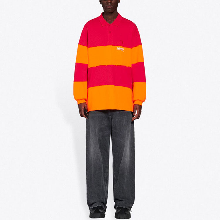 Balenciaga Long Sleeve Cut Up Polo 'Raspberry Fluo Orange' 657073TKVA56667