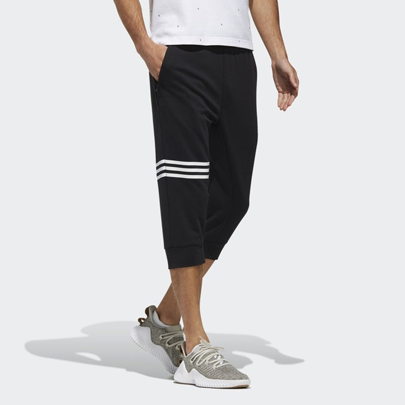 Men's adidas Ai Pnt 3 Dk Sports Running Stripe 3/ Knit Long Pants/Trousers Black DY8726