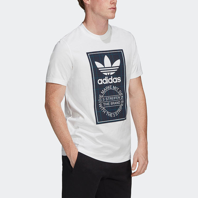 adidas originals Printing Round Neck Sports Short Sleeve White ED7035