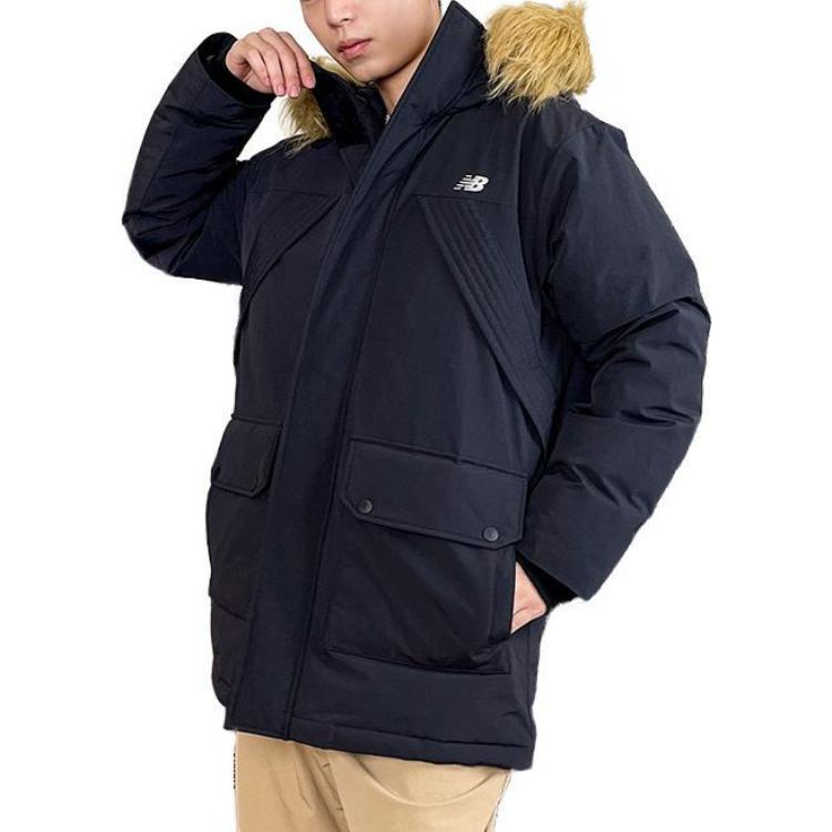 New Balance Warm Hooded Down Jacket Asia Sizing 'Black Brown' AMJ34323-BK