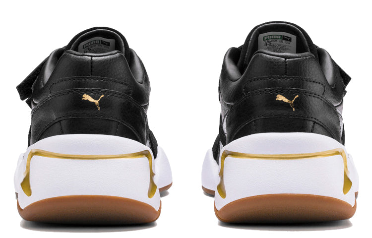 (WMNS) PUMA Nova V Leather Black/Gold 369843-01