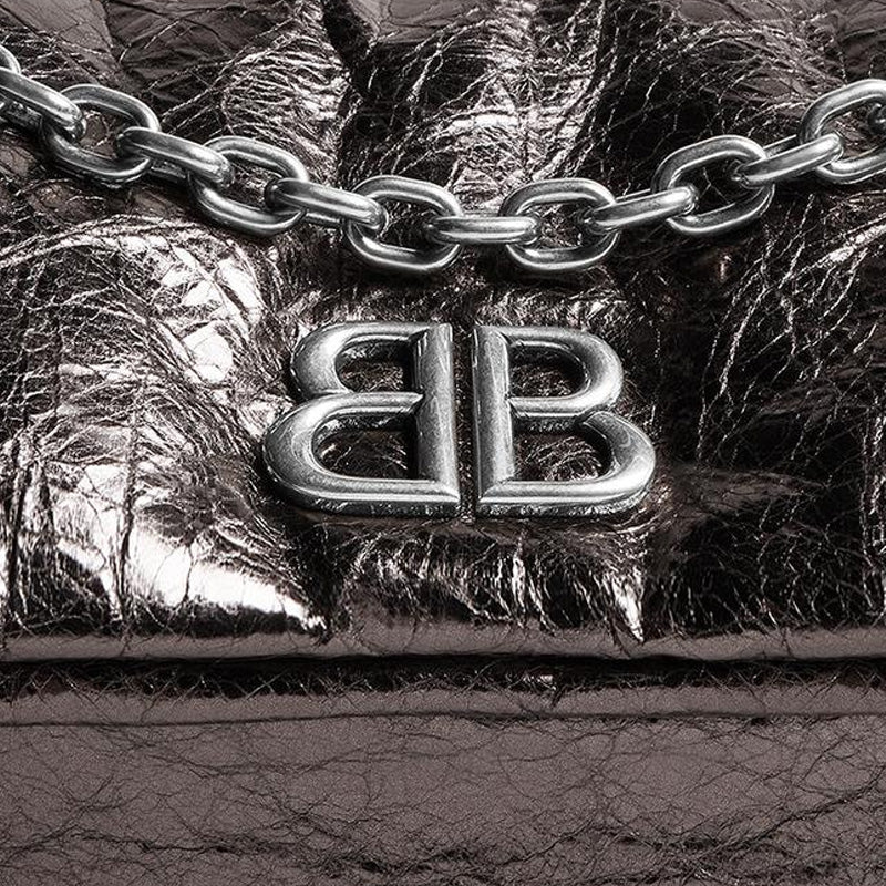 (WMNS) Balenciaga Monaco Small Chain Bag Metallized 'Dark Grey' 7659662AASD1314
