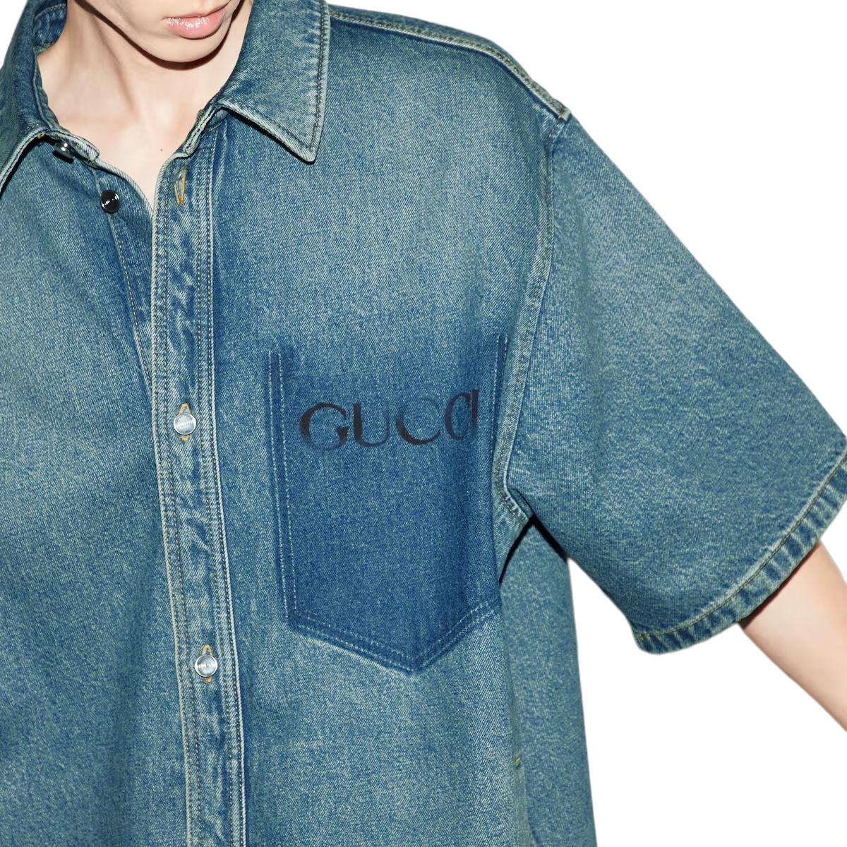 Gucci GUCCI Print Denim Shirt 'Blue' 785759-XDCZI-4597