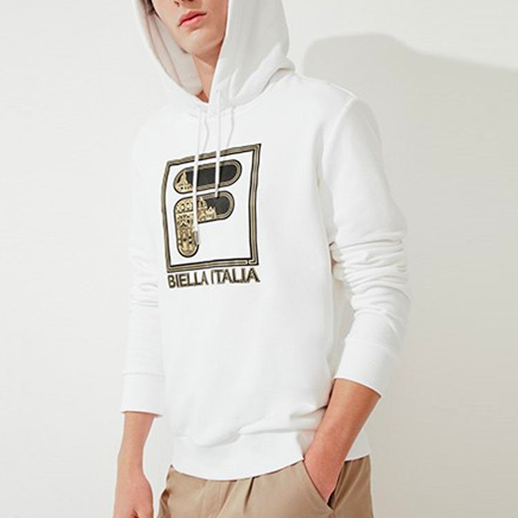 FILA Print Monogrammed Sports Hooded Jumper For Men White F11M018206G-WT