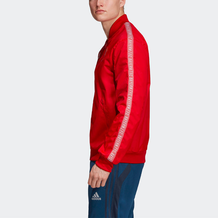 adidas 19-20 Season Bayern Munich Black Soccer/Football logo Sports Loose Training Long Sleeves Jacket Red DX9218