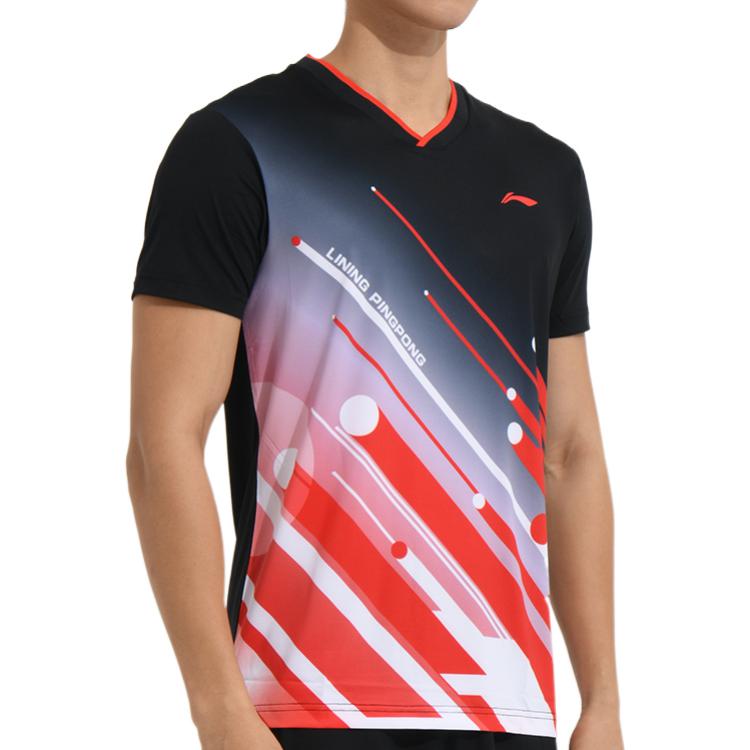 Li-Ning National Team Table Tennis Jersey T-Shirt 'Black Red' AAYS017-1
