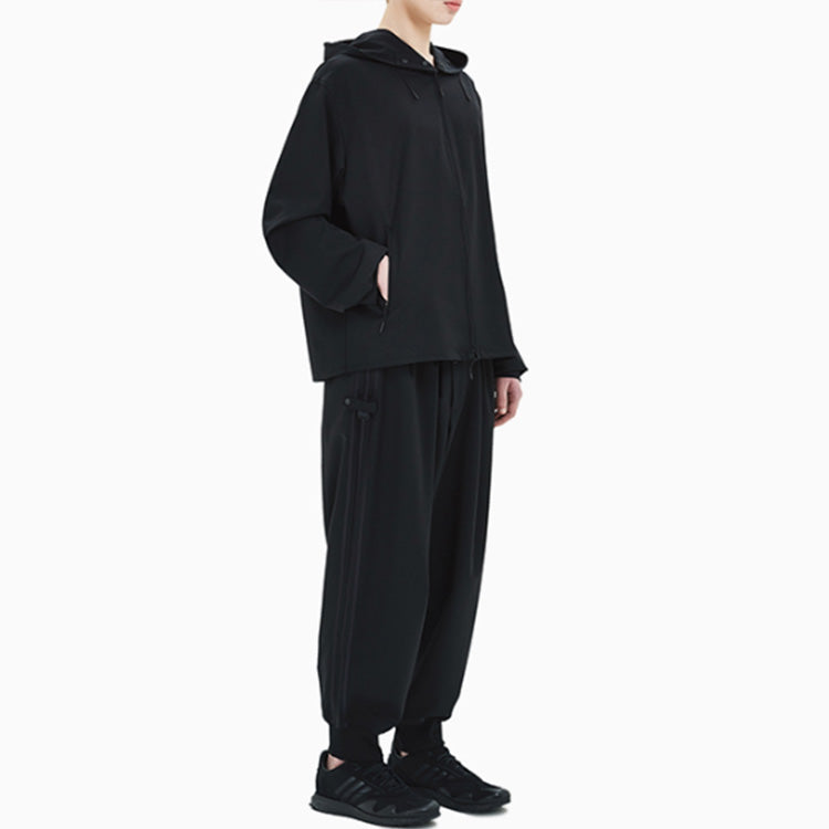 Men's Y-3 Craft Zipper hooded Long Sleeves Windproof Jacket Black FN5756