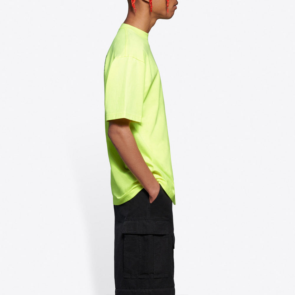 Men's Balenciaga Logo Printing Short Sleeve Yellow 641675TJVF77110