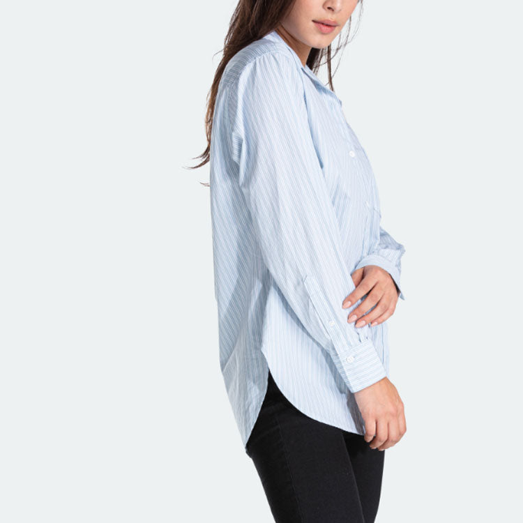 Levis Casual Pure Cotton Stripe Long Sleeves Light Blue Shirt 85333-0002