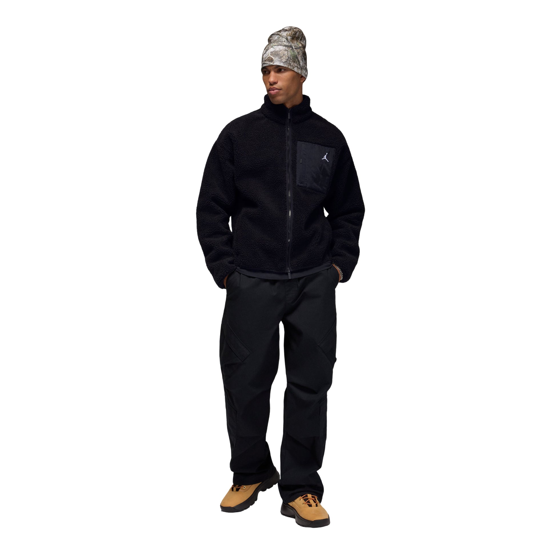 Air Jordan Flight Mountainside Faux Fur Jacket 'Black White' HV0778-010