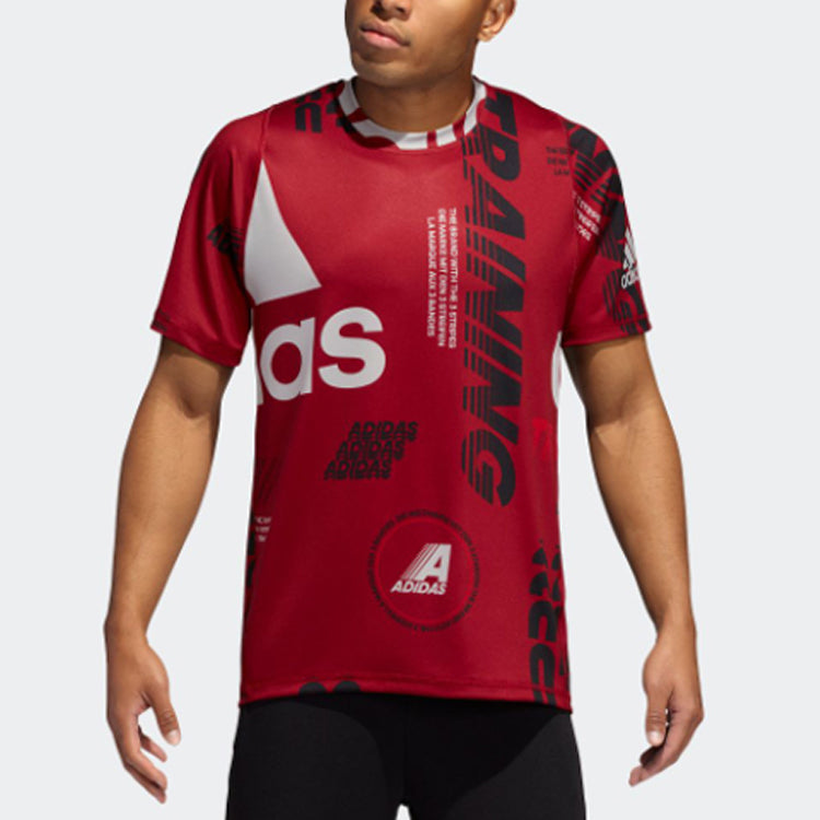 adidas Training Sports Round Neck Short Sleeve Red EI6433