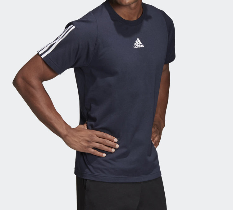 adidas Stripe Printing Training Sports Short Sleeve Blue DT9954