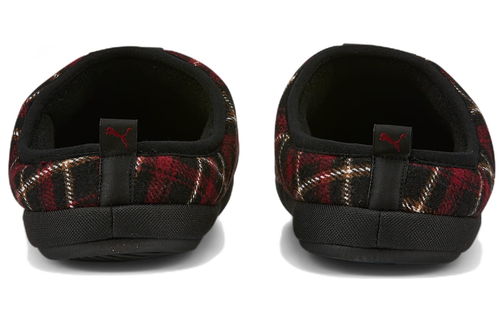 PUMA Scuff Flannel Slip-On 'Black Red' 386338-01