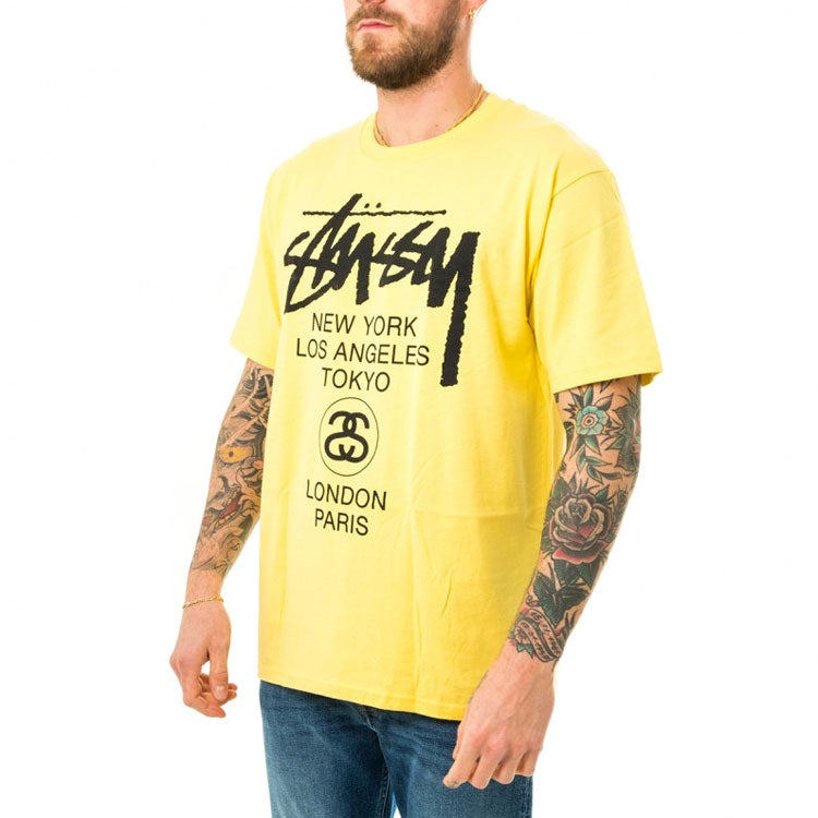 Stussy World Tour Tee Classic Short Sleeve Unisex Yellow 3903514-YELLOW