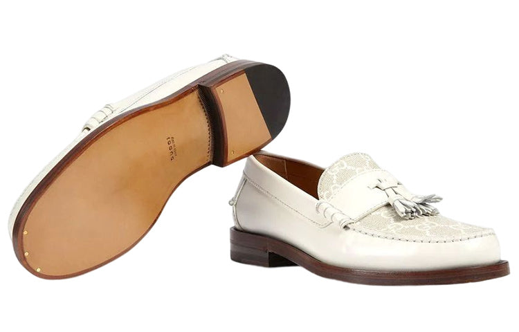 (WMNS) Gucci GG Supreme tassel loafers 'White' 694866-17X50-9071