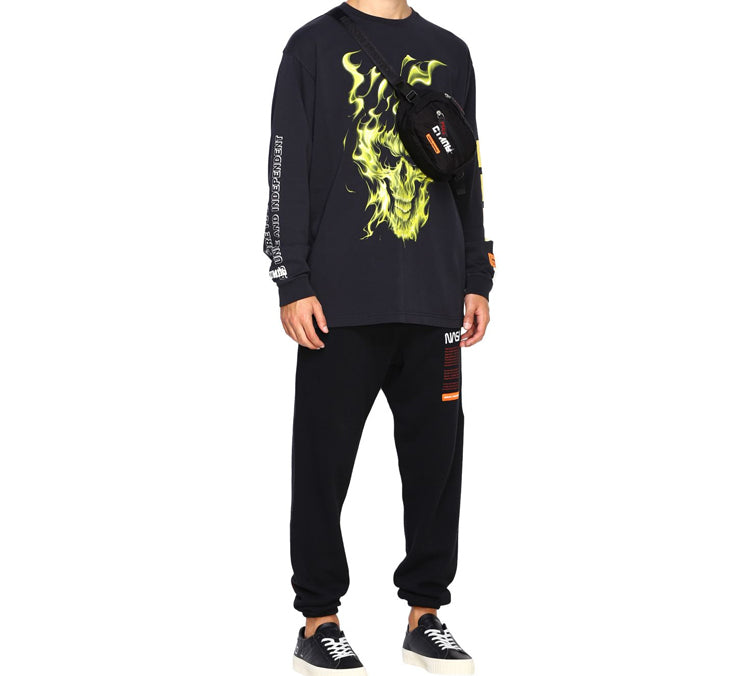 Men's HERON PRESTON Printing Long Sleeves Black HMAB002F196000150488