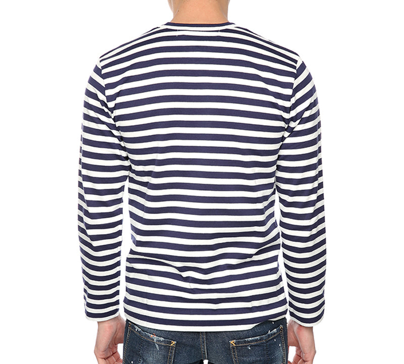 COMME des GARCONS PLAY Striped Long Heart Long Sleeves Tee 'Navy White' AZ-T052-051-1